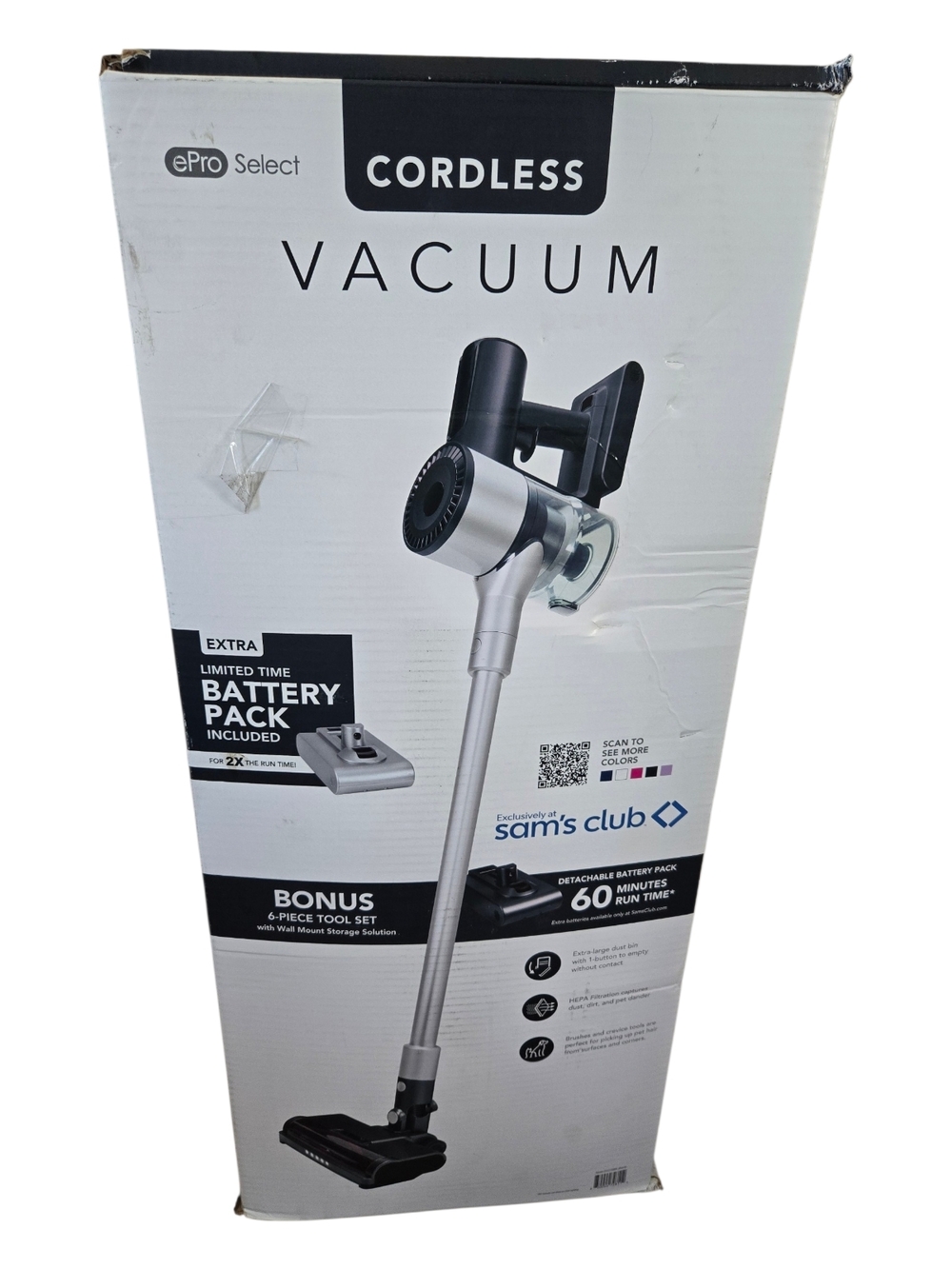 ePro Select EV2738LV Cordless Vacuum with Removable Battery, Black